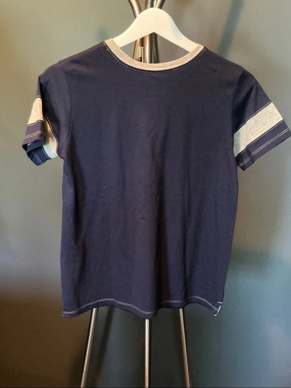 Navy and White Penn State Ringer Tee